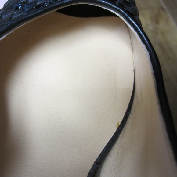 Cole Haan Black Leather Woven Peep-Toe Heels - Picture 5 of 8